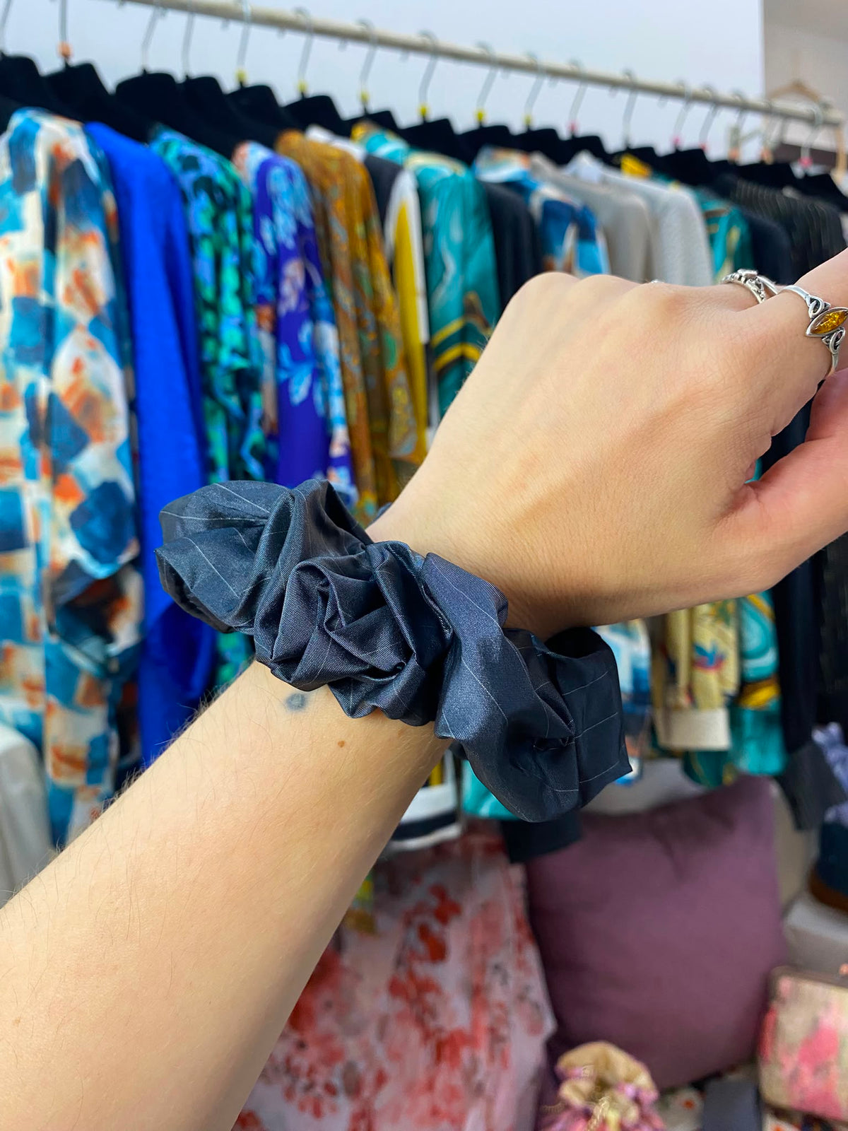 Scrunchies Pura Seta gessato