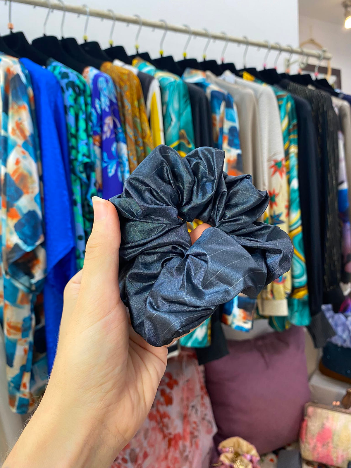 Scrunchies Pura Seta gessato