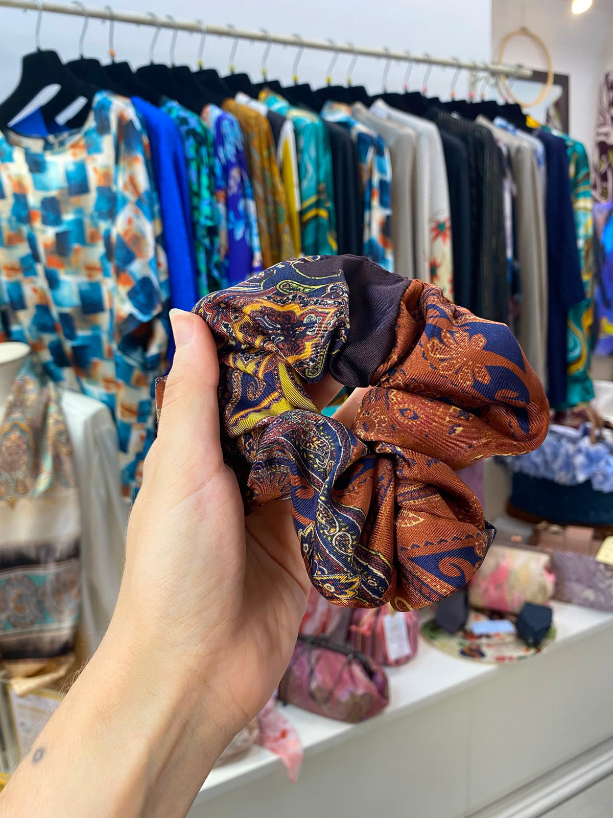 Scrunchies Pura Seta disegno Cachemire