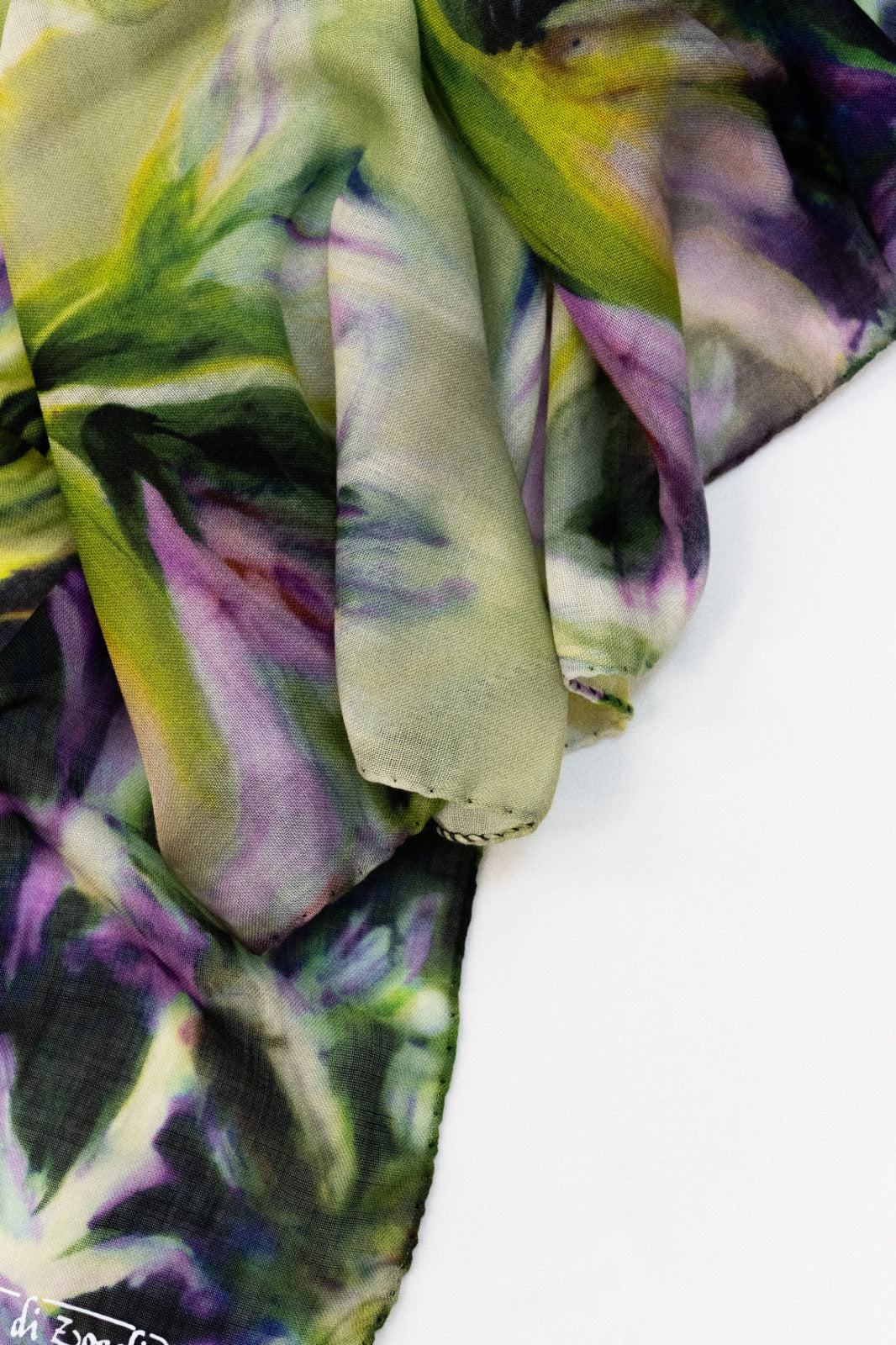 Sciarpa Piccola Lana e Seta Viola e Verde