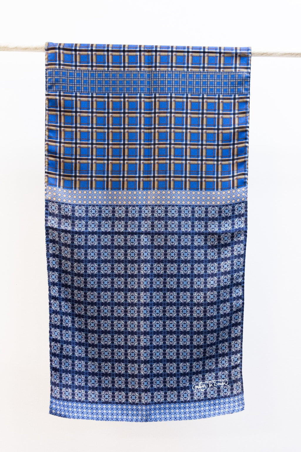 Sciarpa classica in Twill Blu e Nocciola