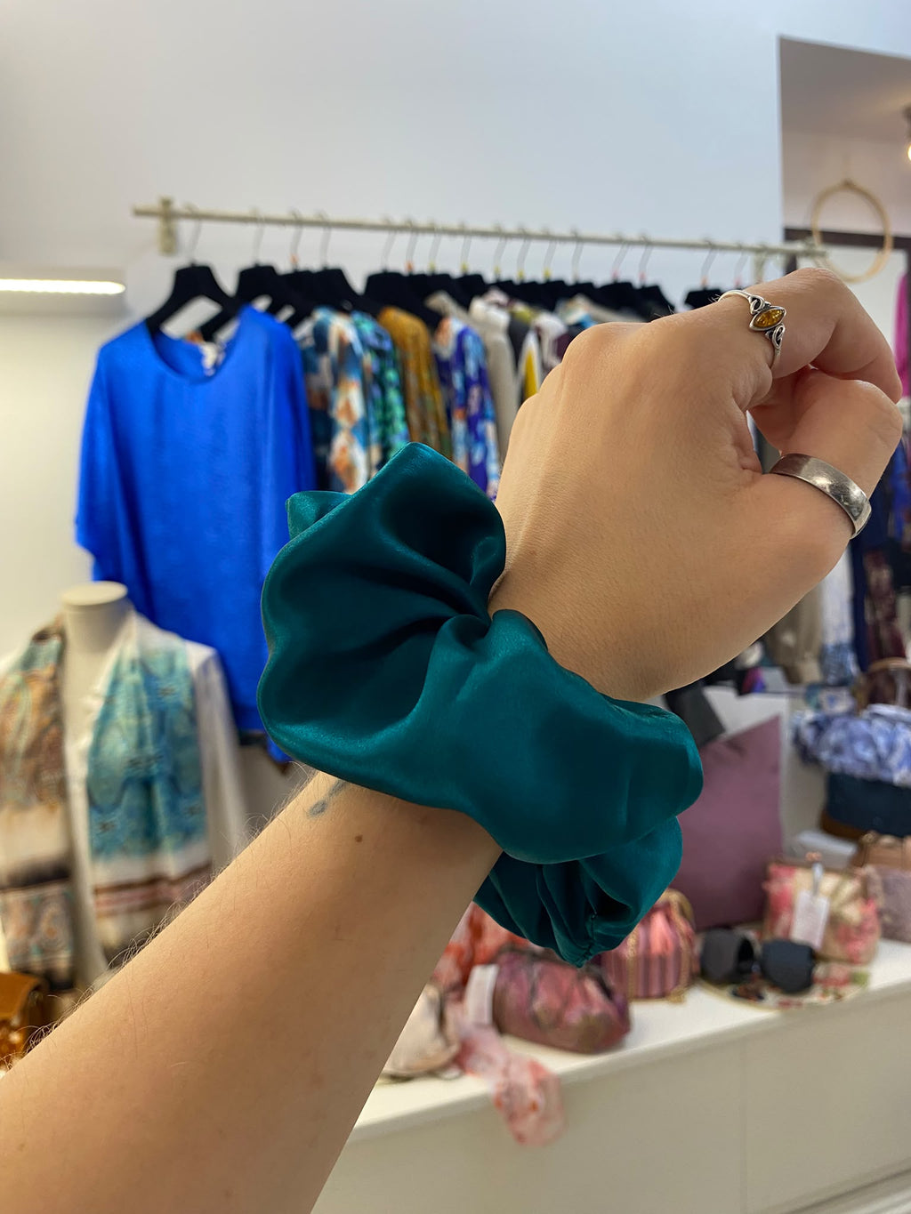 Scrunchies Pura Seta Verde
