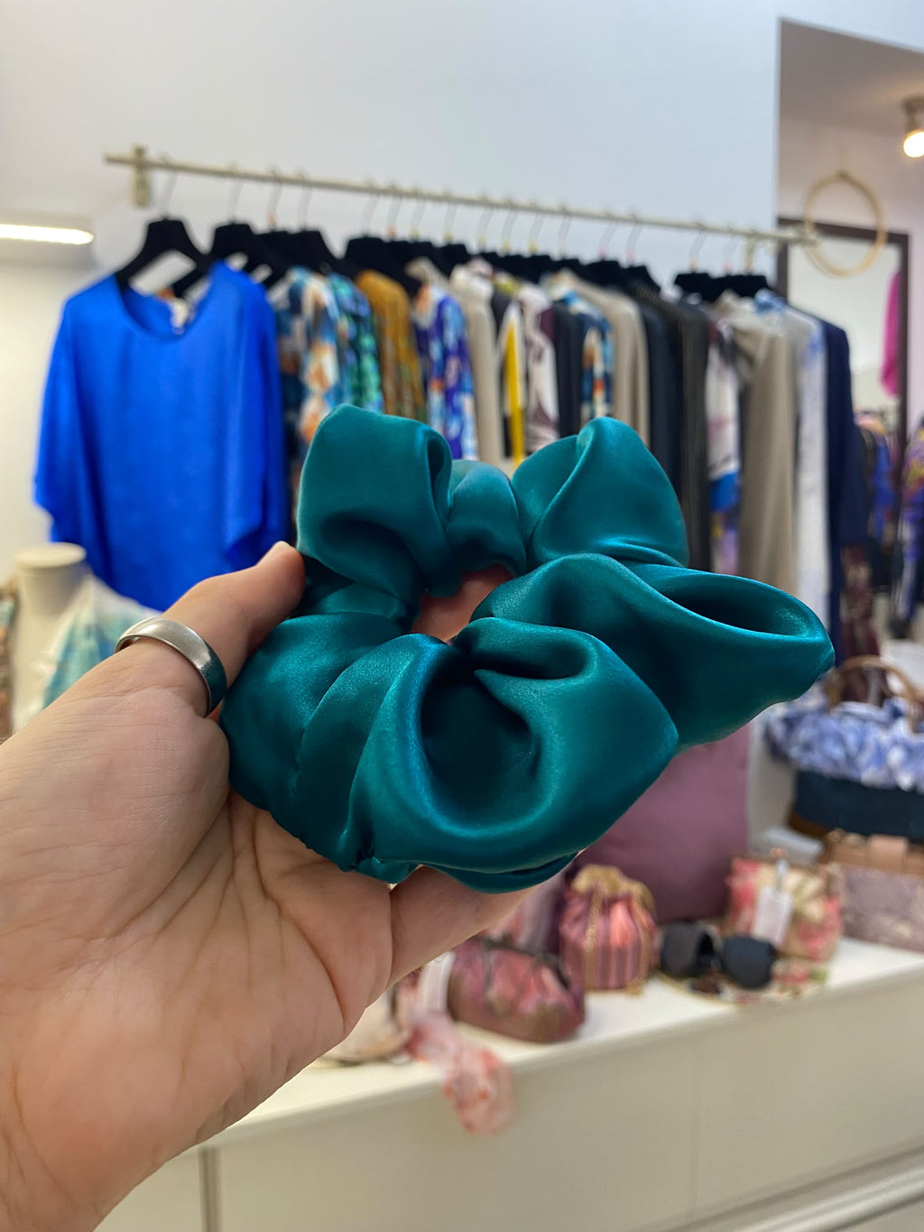 Scrunchies Pura Seta Verde