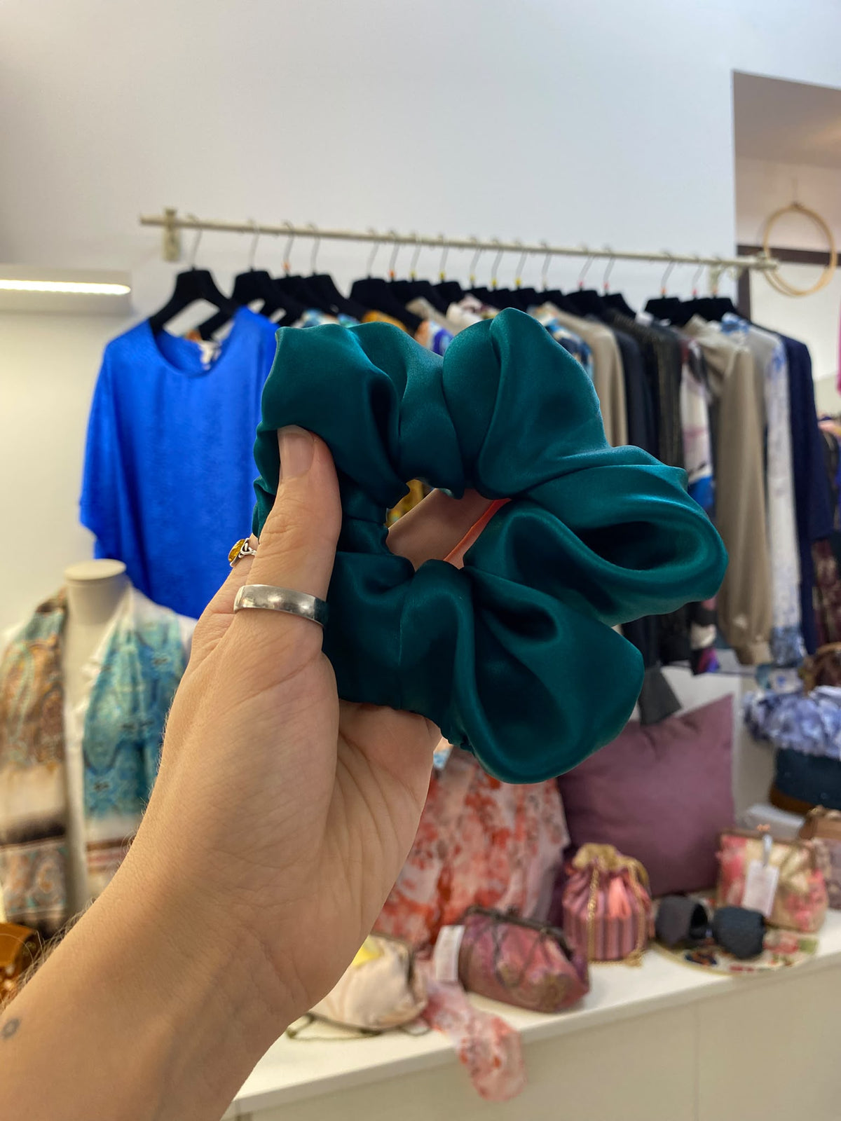 Scrunchies Pura Seta Verde