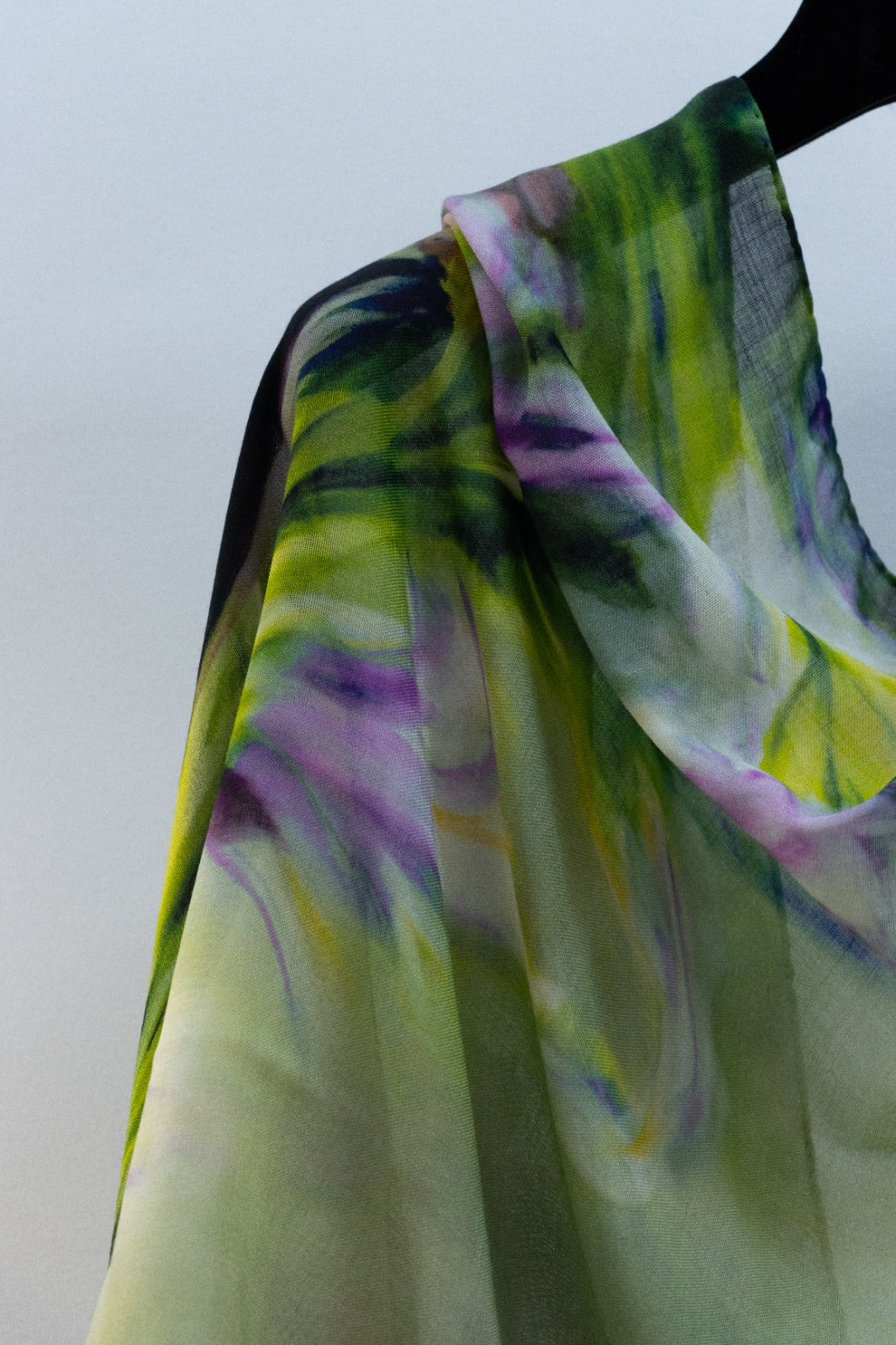 Pashmina Lana e Seta viola e verde acido