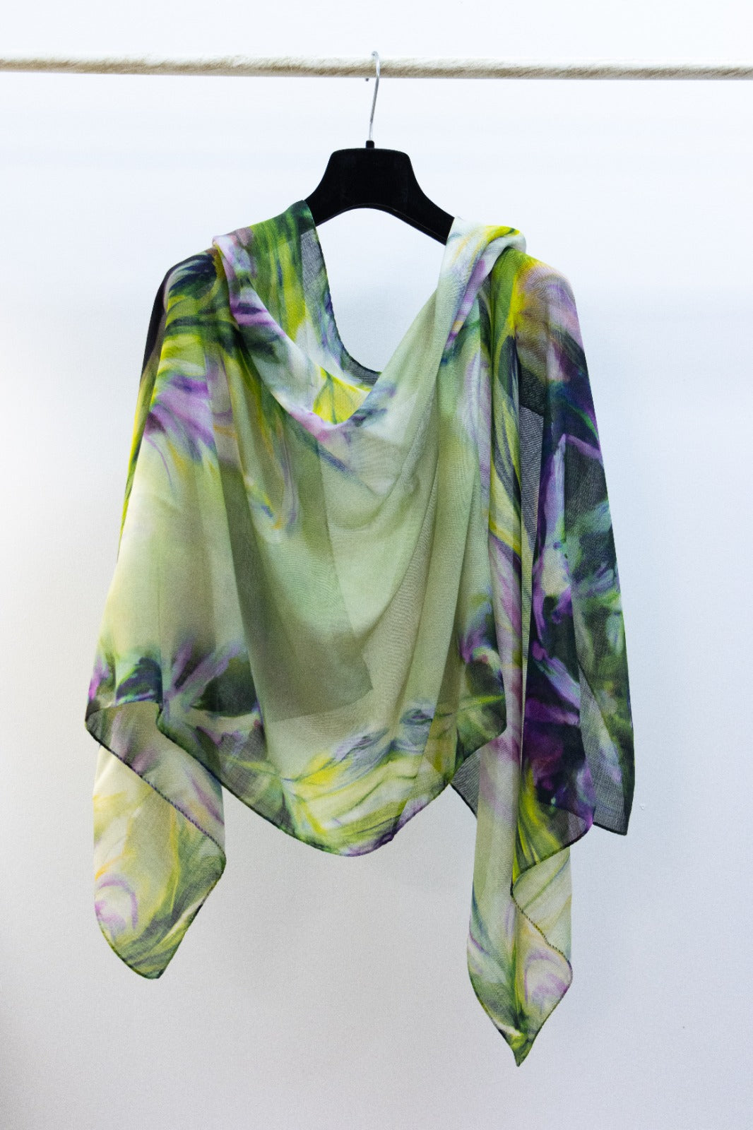 Pashmina Lana e Seta viola e verde acido