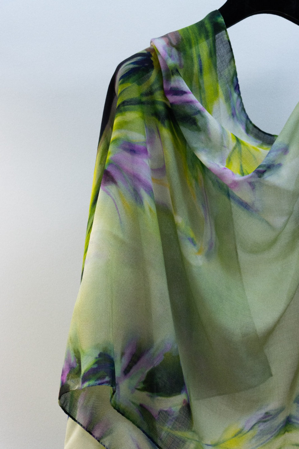 Pashmina Lana e Seta viola e verde acido