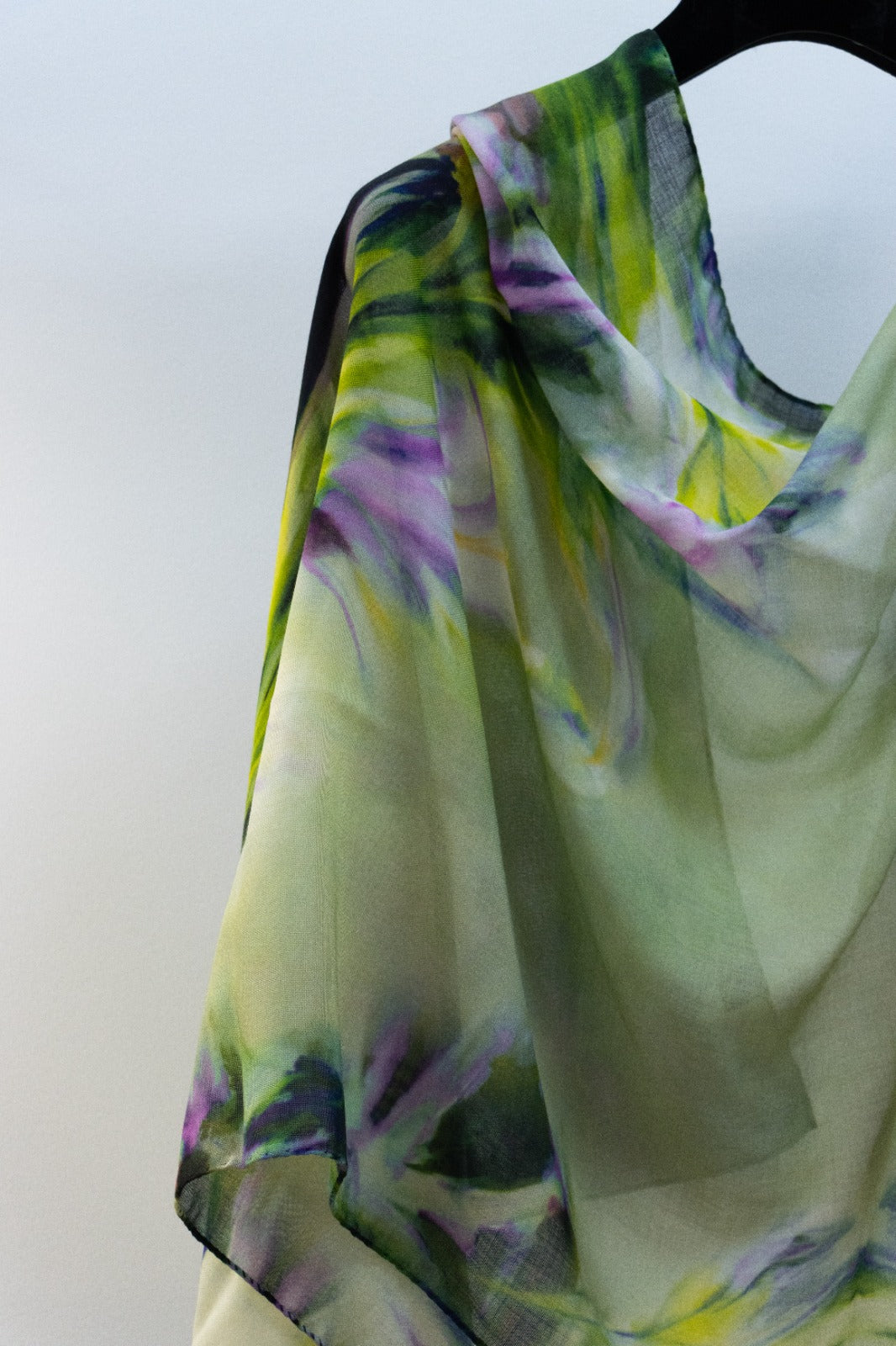 Pashmina Lana e Seta viola e verde acido