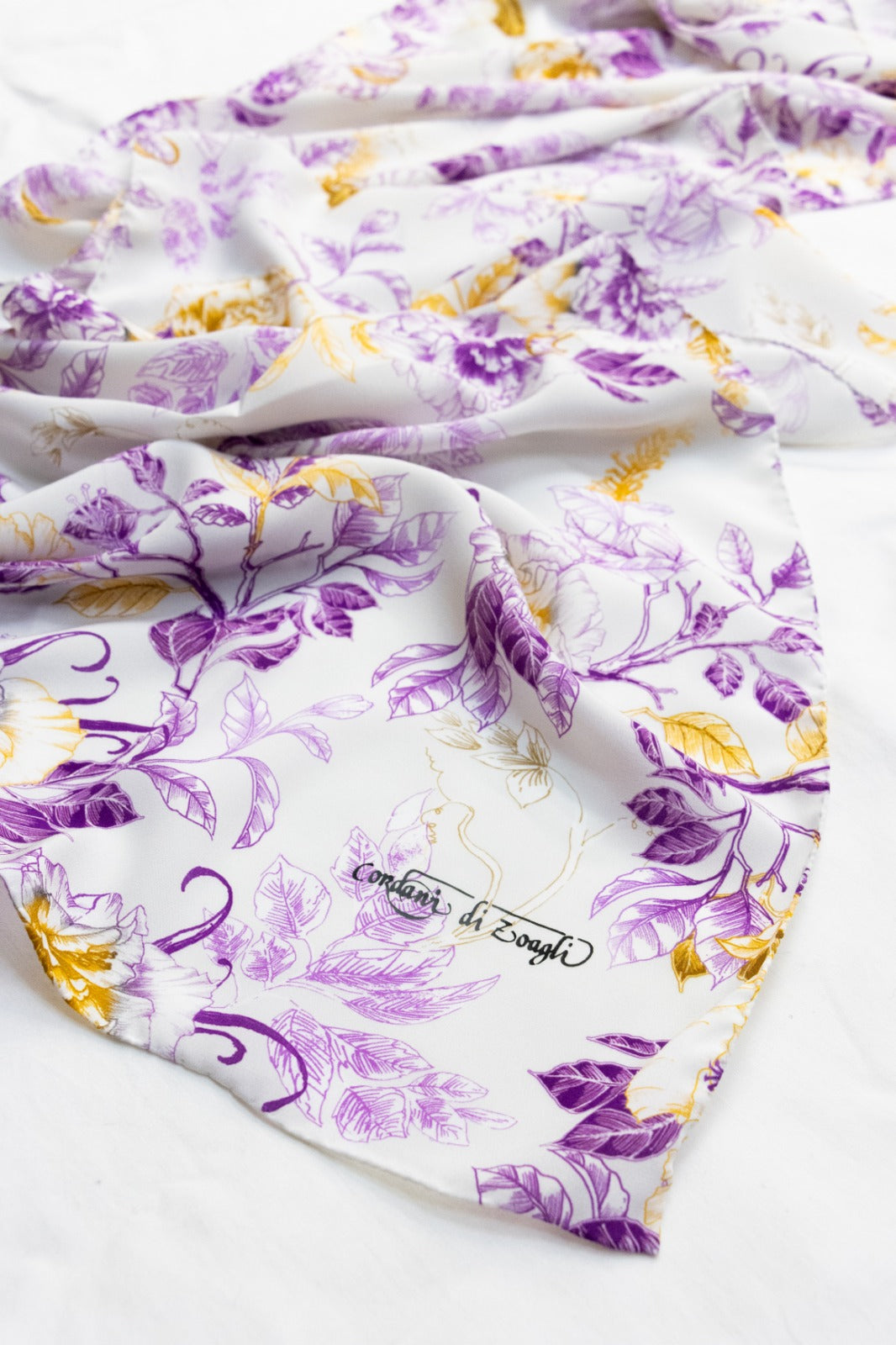 Sciarpa Media Seta Fiori Viola