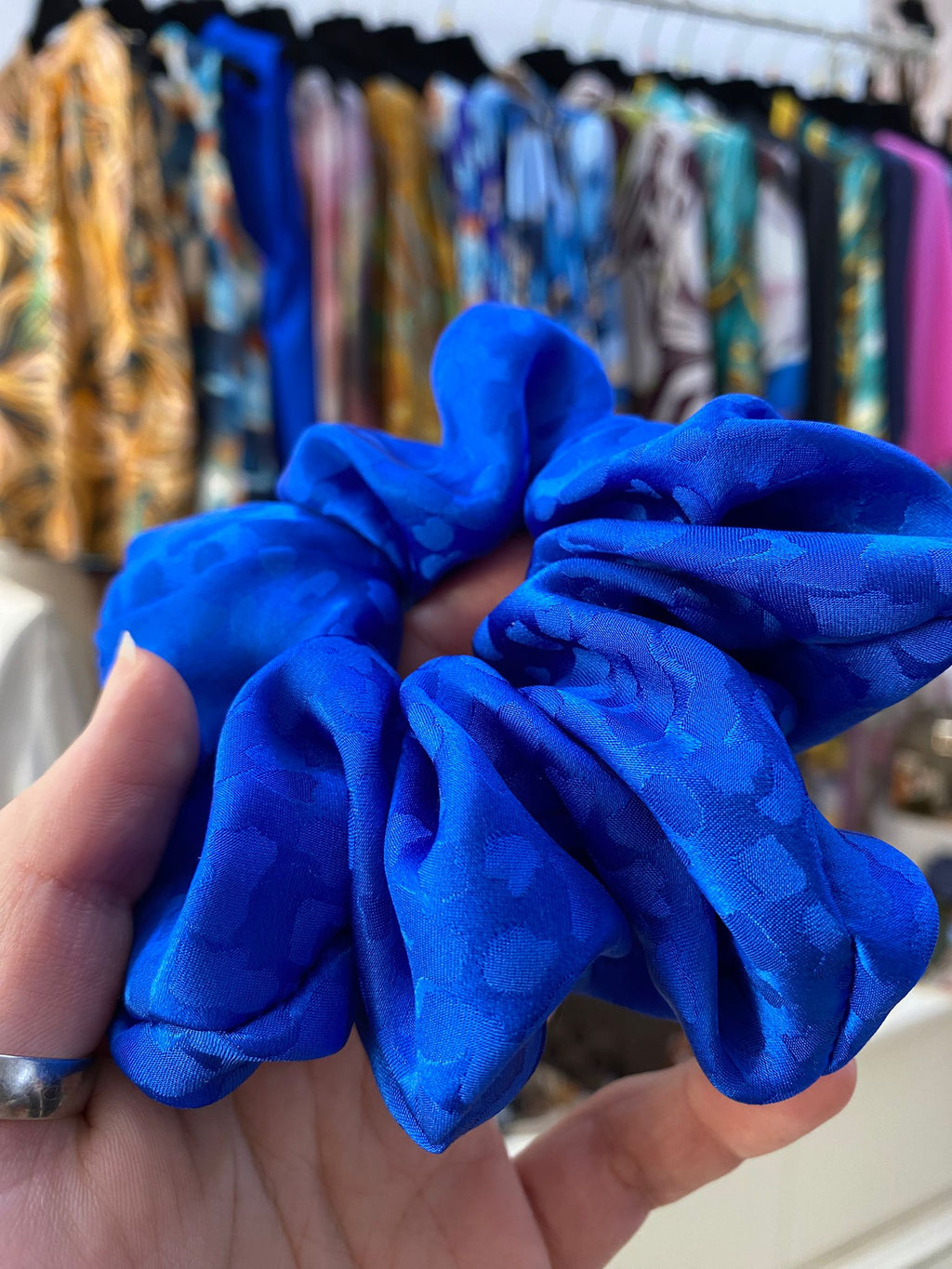 Scrunchies Pura Seta blu cina