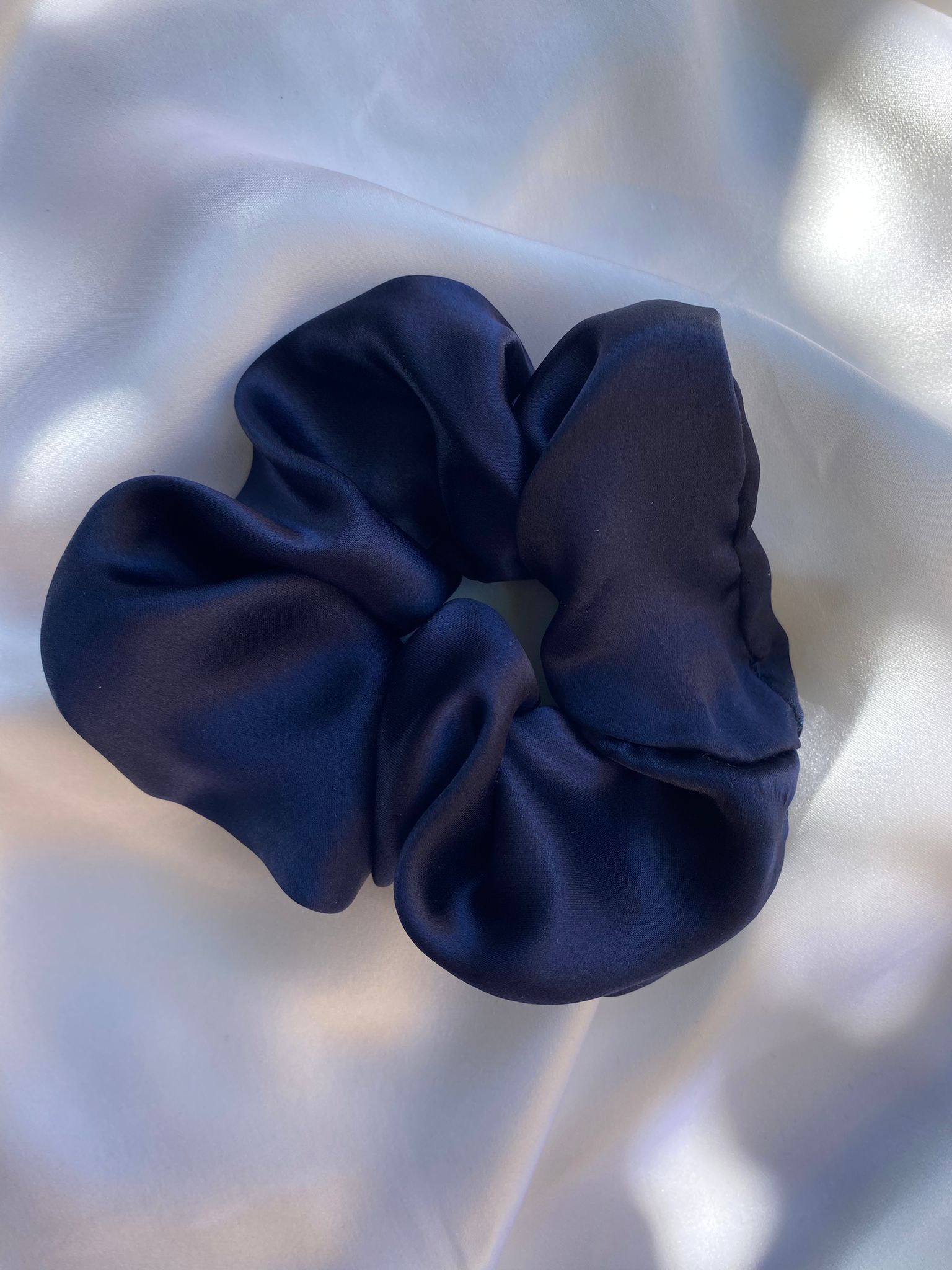 Scrunchies Pura Seta raso blu
