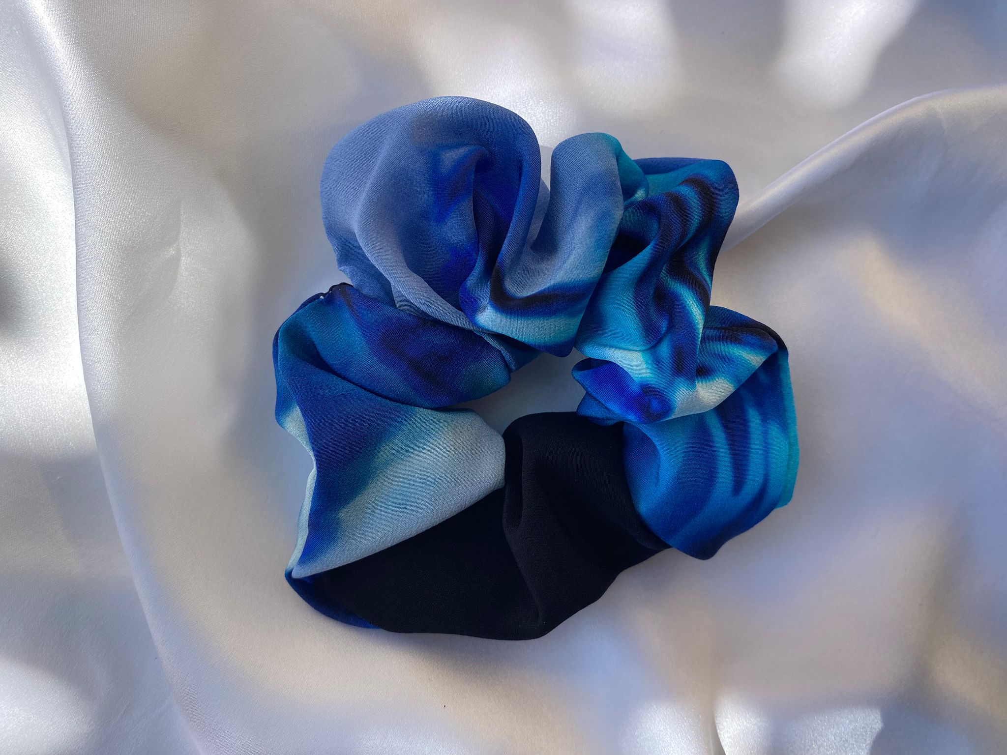 Scrunchies Pura Seta blu sfumato