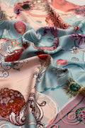 Foulard Classico in Twill di Pura Seta azzurro e rosa