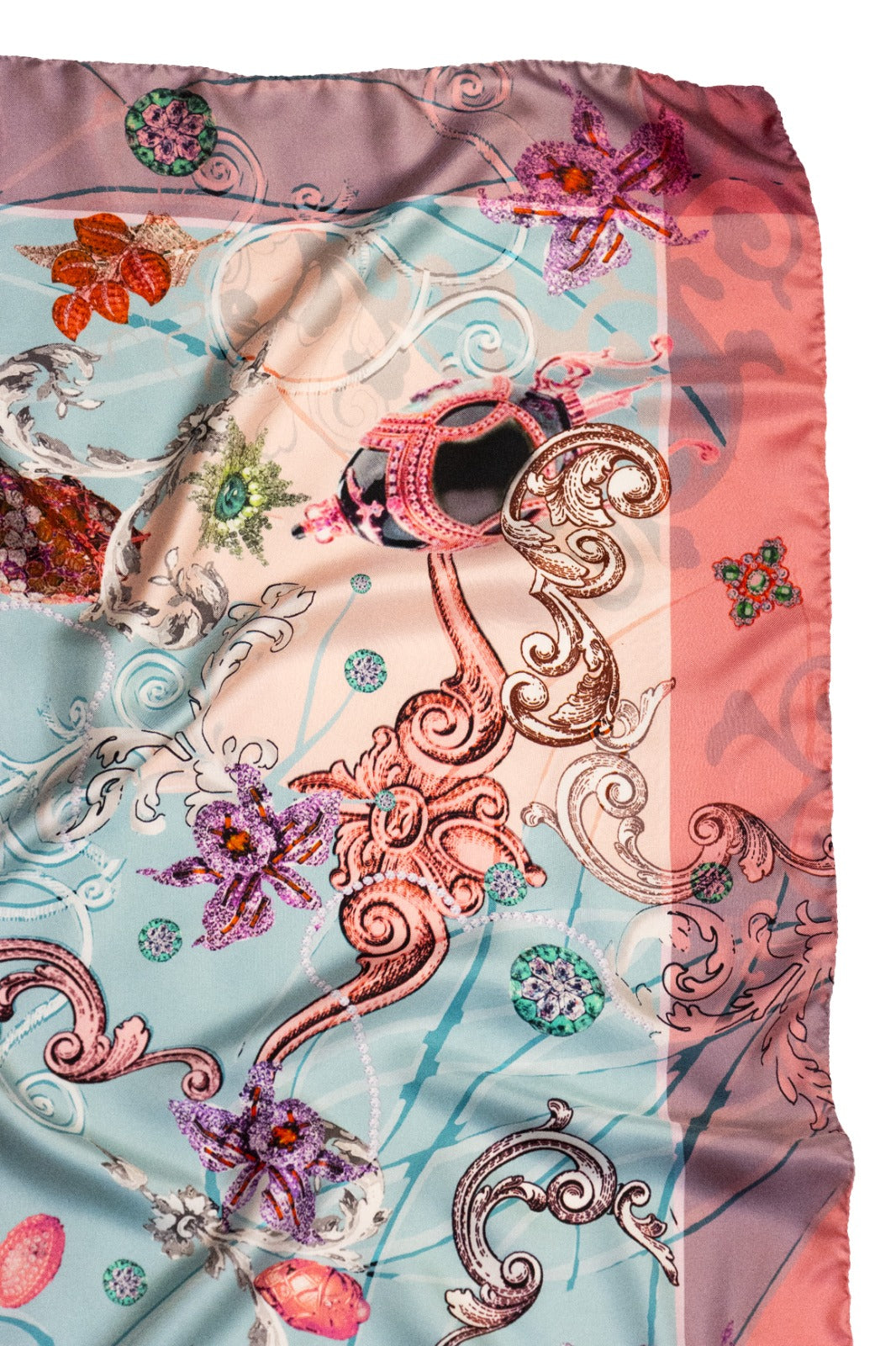 Foulard Classico in Twill di Pura Seta azzurro e rosa