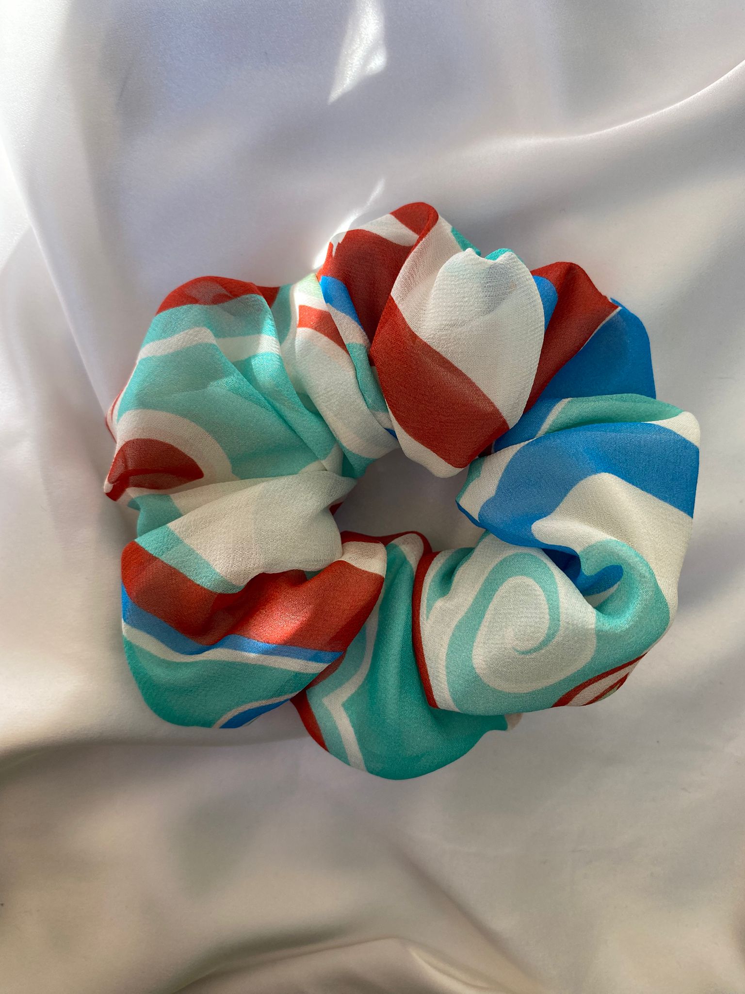 Scrunchies Georgette Pura Seta geometrico