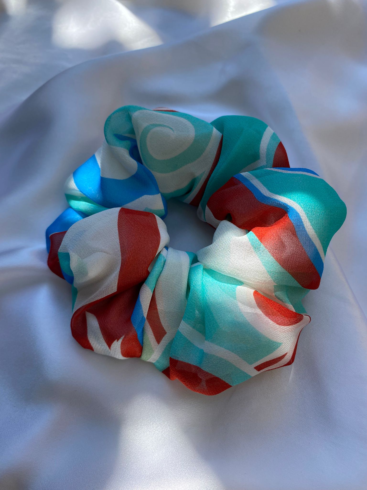 Scrunchies Georgette Pura Seta geometrico