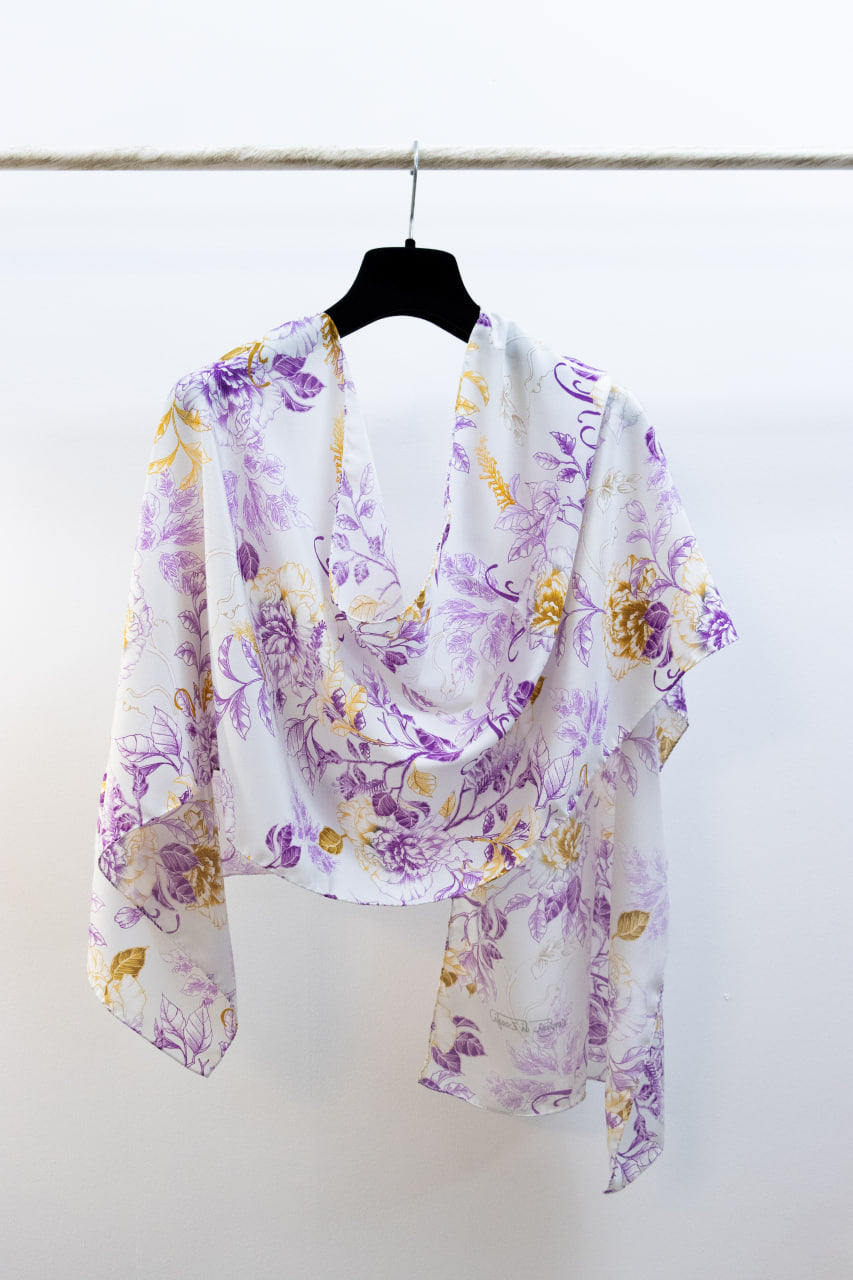 Sciarpa Media Seta Fiori Viola