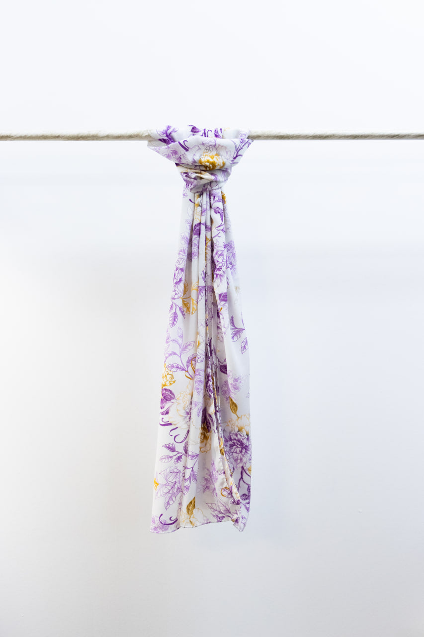 Sciarpa Media Seta Fiori Viola