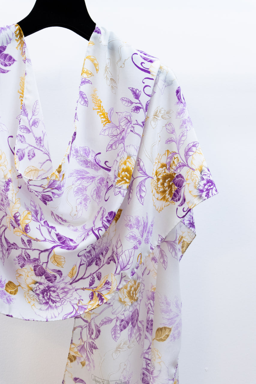 Sciarpa Media Seta Fiori Viola