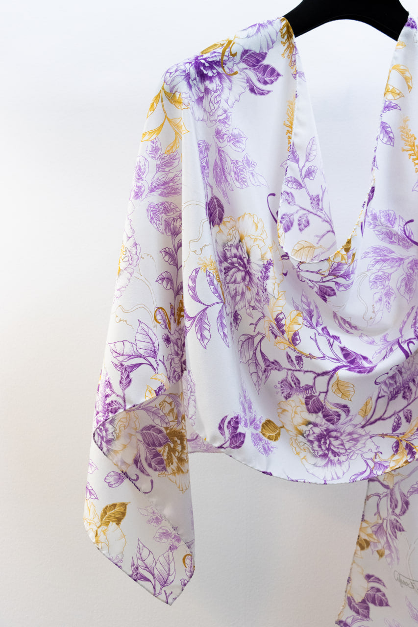 Sciarpa Media Seta Fiori Viola