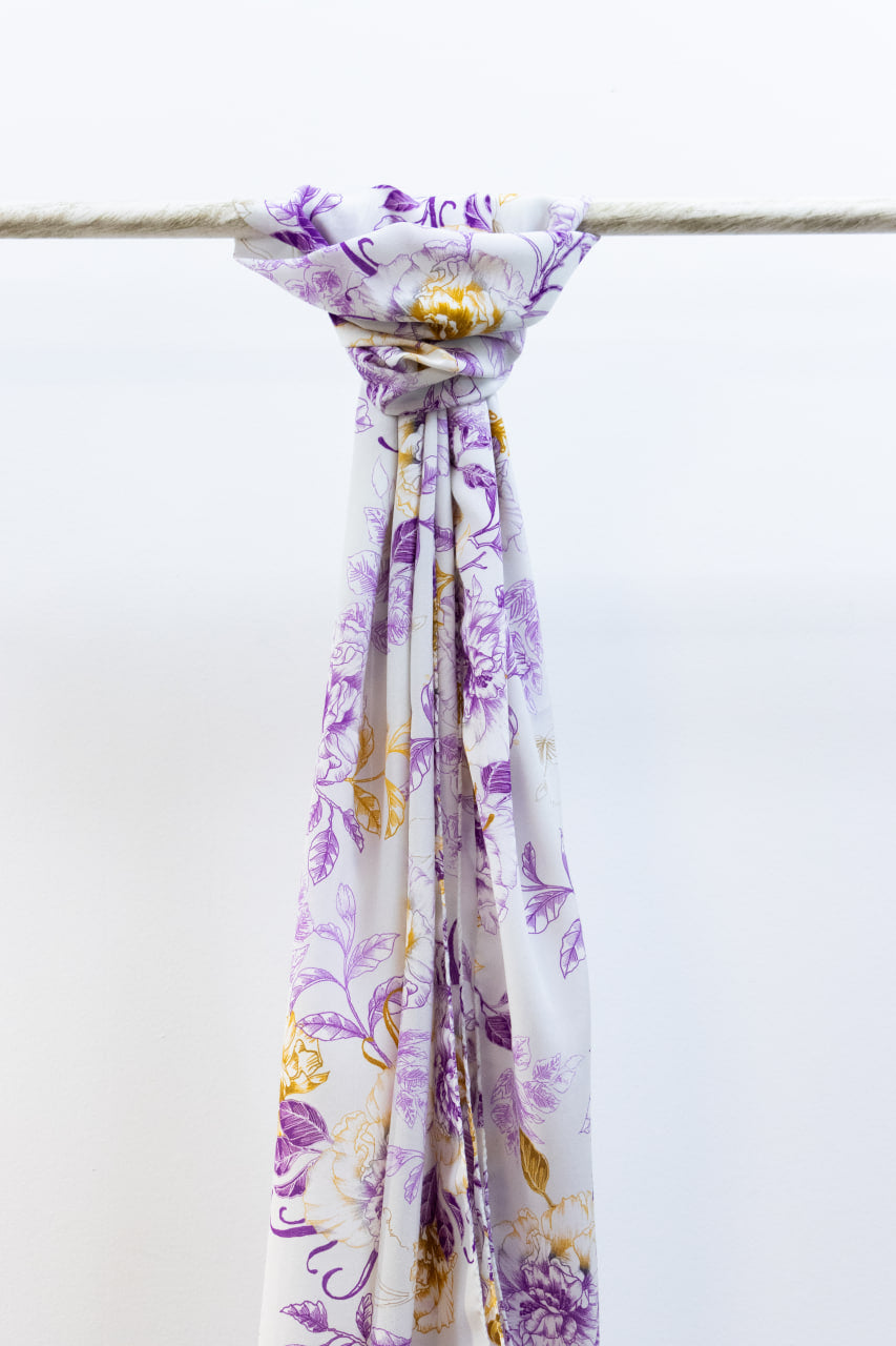 Sciarpa Media Seta Fiori Viola