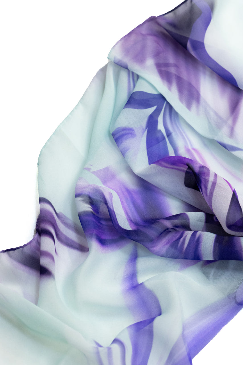 Sciarpa Piccola Seta Acqua e Viola